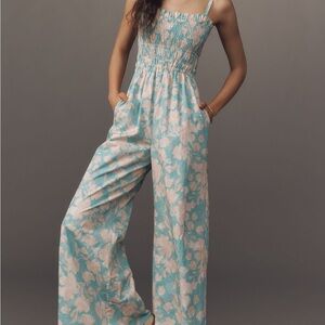 Hutch Blue and Cream Floral Jumpsuit